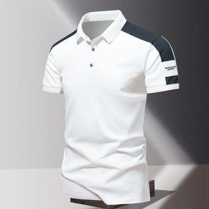 Men's POLO shirt, summer ice silk high-end business casual short sleeved T-shirt, solid color thin pure cotton lapel top