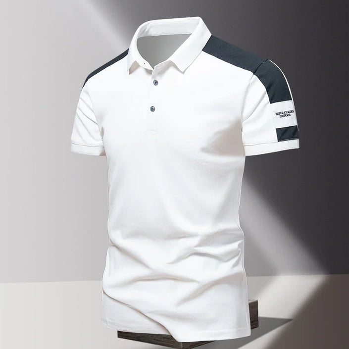 Men's POLO shirt, summer ice silk high-end business casual short sleeved T-shirt, solid color thin pure cotton lapel top