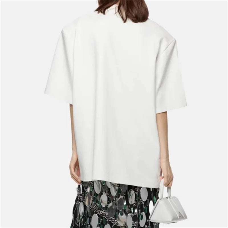 Women's t-shirt New letter embroidered round neck pullover for summer 2025 Couple style fit loose Cotton blend short sleeved top
