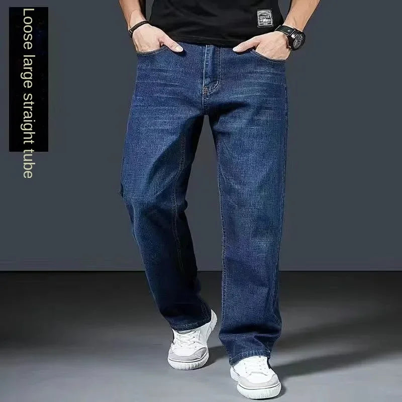 Jeans Men's Summer Straight Leg Loose Large Leg Autumn Thick Wear-resistant Men's Casual Pants Korean Trousers