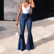 Women's casual jeans, fashionable studded Button flared y2k jeans