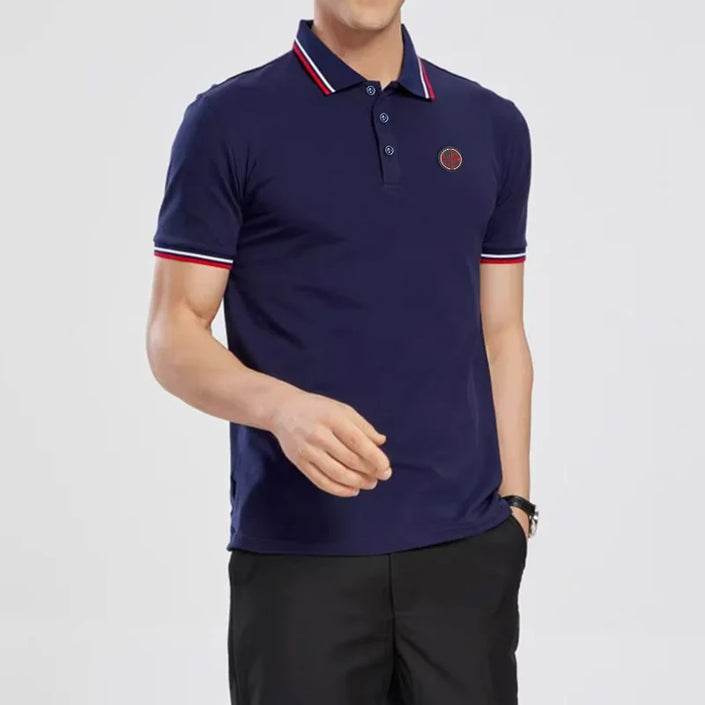 2024 New Men's Polo Top Casual Fashion Commuter Versatile Solid Color Men's Top Summer Fashion Business Men Pure Cotton Polo Top
