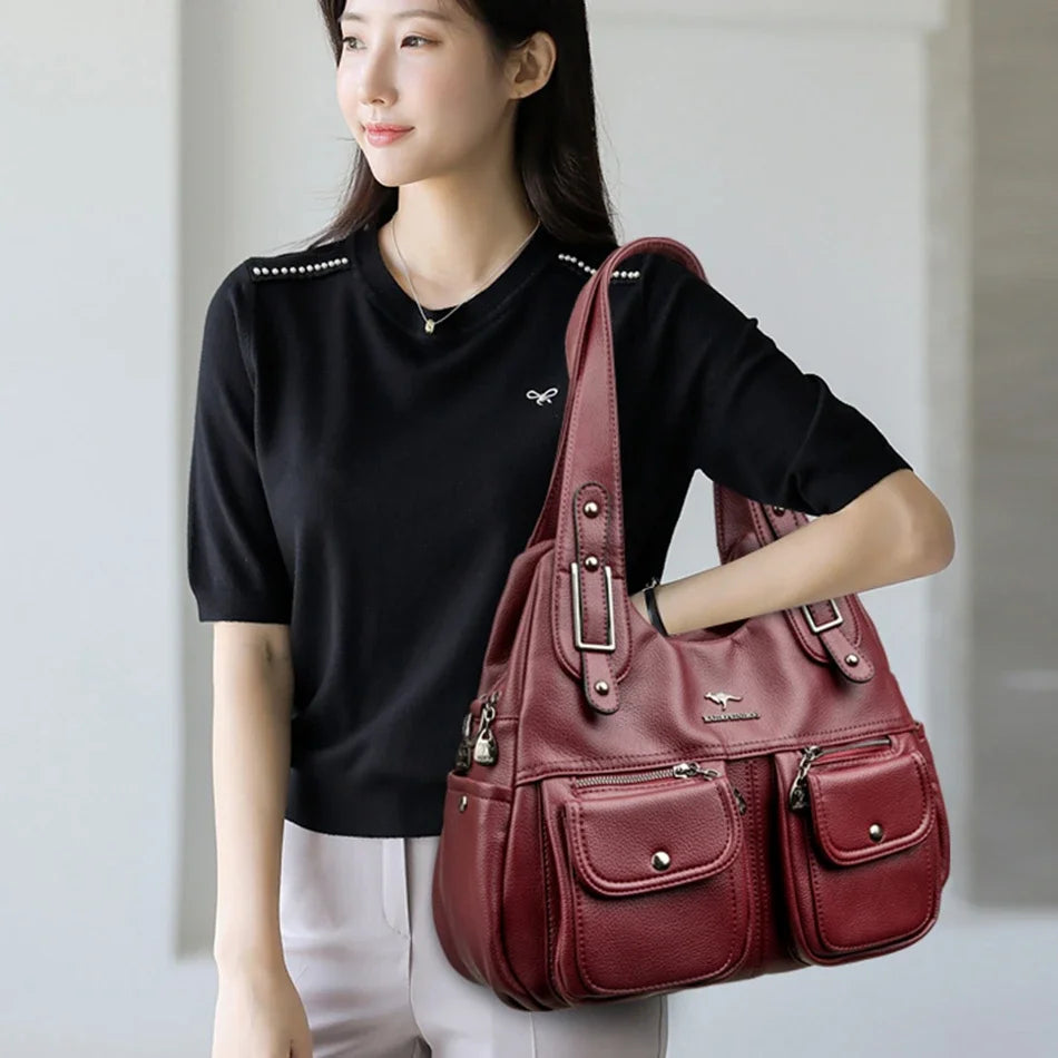 2024 New Women Handbags Fashion Retro Ladies Single Shoulder Bags Large Capacity High Quality Soft Leather Female Crossbody Bags