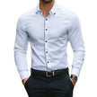 Brand New Men White Shirts Fashion Quality Long Sleeve Casual Solid Color Elastic Male Business Shirt