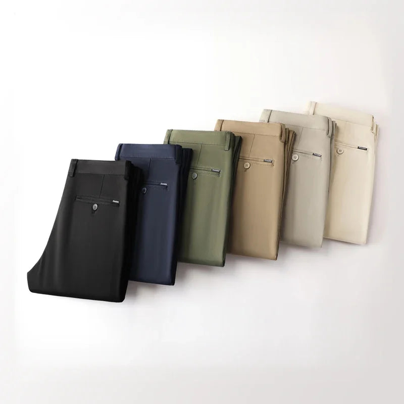 Men's Classic Style Straight Casual Pants Fashion Business Brand Comfortable Solid Color Anti-wrinkle Trousers Male Clothes