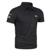Men's Polo Shirts Short Sleeve Breathable Casual Turn Down Collar T-shirt Labelled Tactical Tees Trendy Streetwear