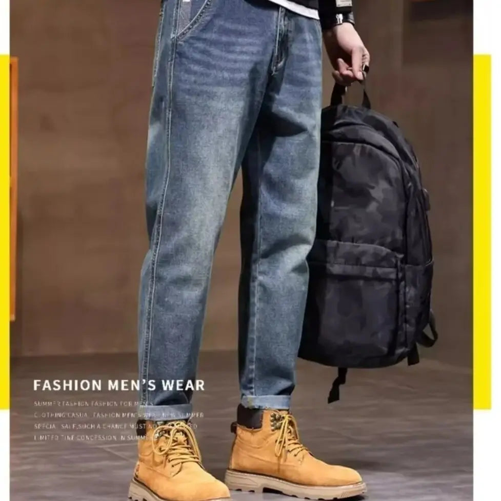 Jeans men's 2025 new summer thin style trendy brand straight tube loose men's pants casual sports pants