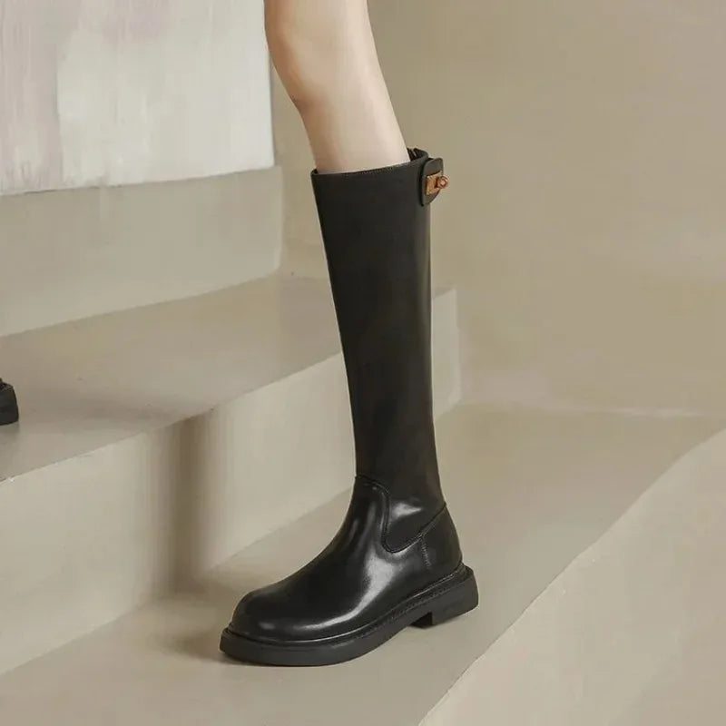 2024 New Women Boots   Boots-Women Female Shoes Winter Footwear Over-the-Knee Genuine Leather High Heel Rubber
