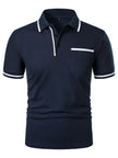 2025 Summer New Men's Polo Polo Shirt European Casual Short Sleeved T-shirt Sports Polo Shirt Button Pocket Design