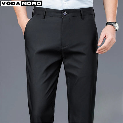 Men's casual pants  business formal trousers  men's summer thin straight leg loose  middle-aged men's pants ice silk pants