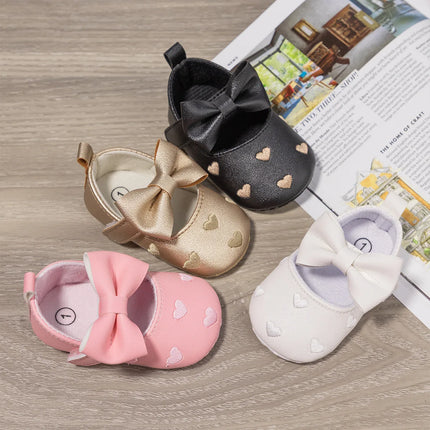 Baby Shoes Classic Dress Cute Bow-knot Heart Anti-slip Soft Sole First Walkers Infant Baby Girls Toddler Shoes 0-18m