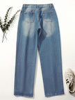Summer New Women's Jeans Loose Casual Versatile Simple Slim Multi Button Denim Straight Leg Trousers Ankle Length Pants TC010200