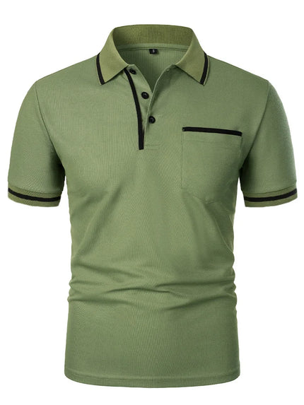 2025 Summer New Men's Polo Polo Shirt European Casual Short Sleeved T-shirt Sports Polo Shirt Button Pocket Design