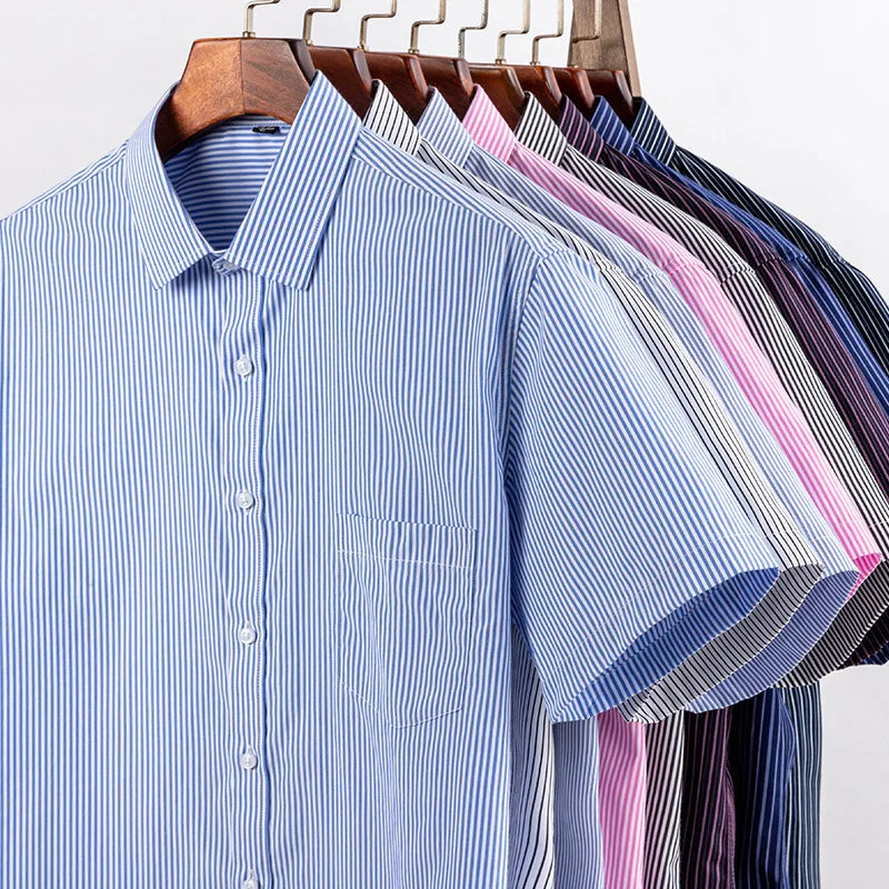Men's short-sleeved shirt, business casual striped, thin, comfortable, versatile and simple streetwear for spring and summer