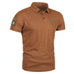 Men's Polo Shirts Short Sleeve Breathable Casual Turn Down Collar T-shirt Labelled Tactical Tees Trendy Streetwear