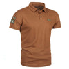 Men's Polo Shirts Short Sleeve Breathable Casual Turn Down Collar T-shirt Labelled Tactical Tees Trendy Streetwear