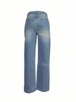 Summer New Women's Jeans Loose Casual Versatile Simple Slim Multi Button Denim Straight Leg Trousers Ankle Length Pants TC010200