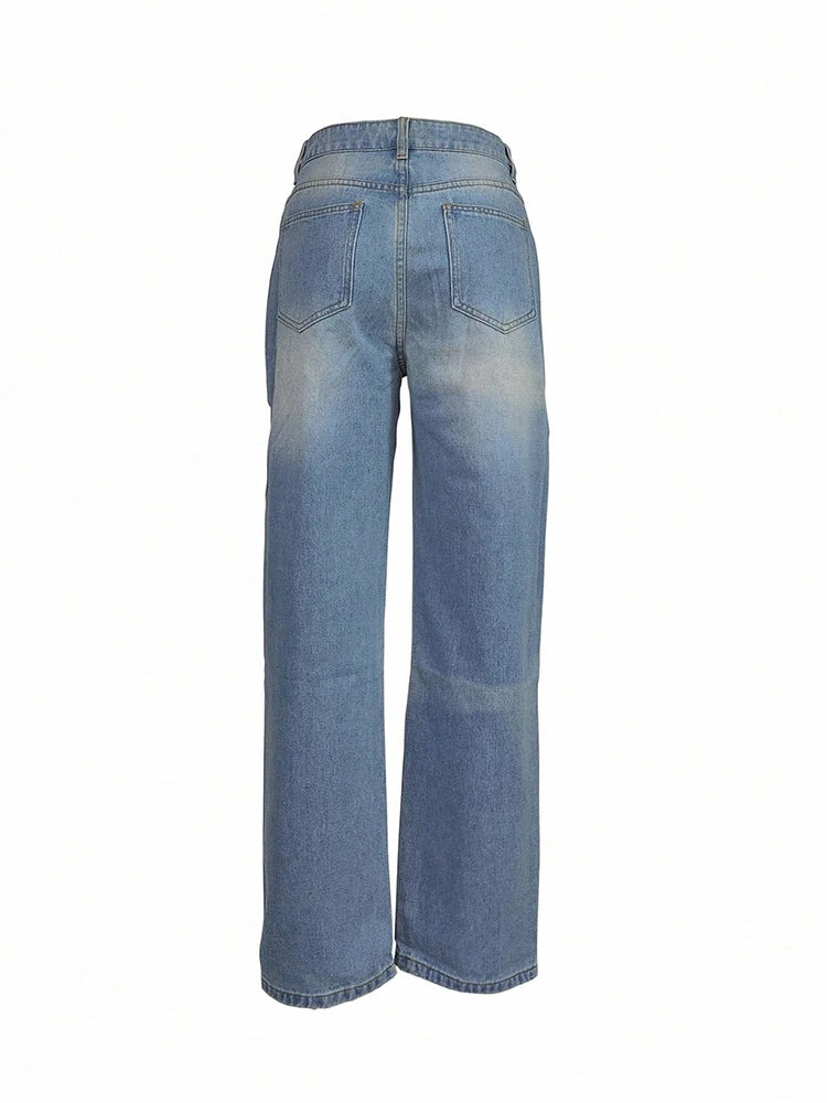 Summer New Women's Jeans Loose Casual Versatile Simple Slim Multi Button Denim Straight Leg Trousers Ankle Length Pants TC010200