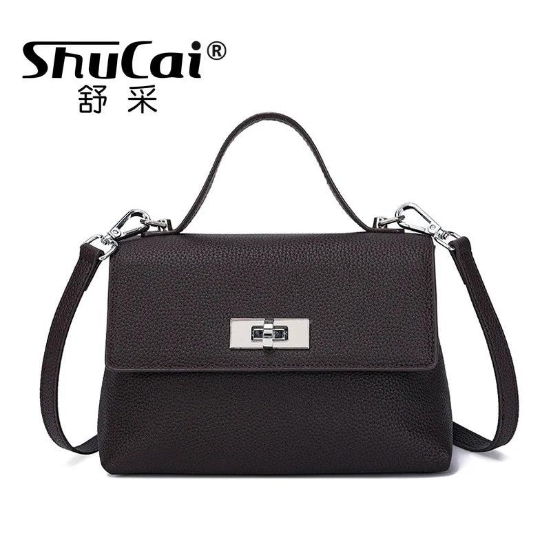 Ladies Cowhide Bags Shoulder Crossbody Bags Female  Genuine Leather Tote Vintage Commuter Women Small Square Bag Luxury Designer