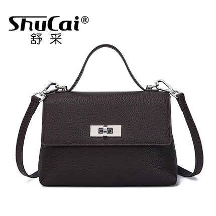 Ladies Cowhide Bags Shoulder Crossbody Bags Female  Genuine Leather Tote Vintage Commuter Women Small Square Bag Luxury Designer