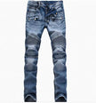 Jeans Men Long Pants Denim Pant High Waist Simple Zipper Splice Casual Regular Slim Fit Straight Trousers Autumn Winter