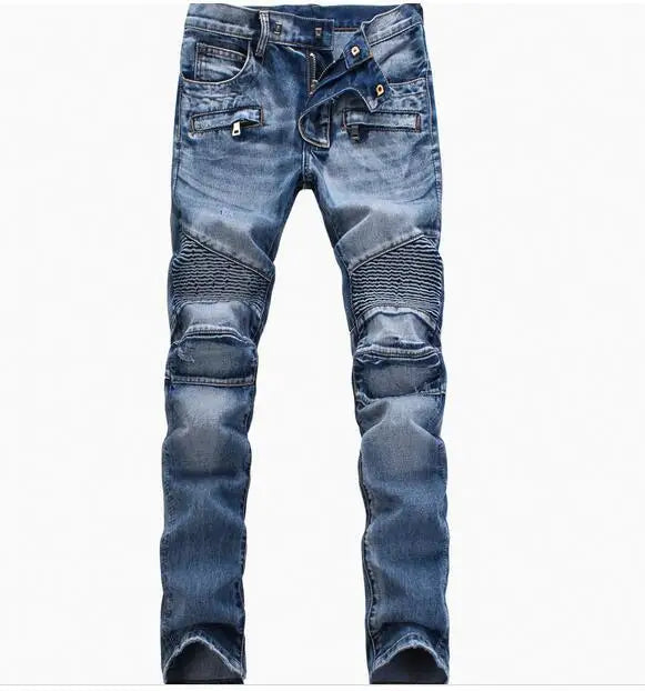 Jeans Men Long Pants Denim Pant High Waist Simple Zipper Splice Casual Regular Slim Fit Straight Trousers Autumn Winter