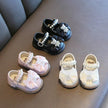 Baby Girls Walking Shoes with Big Bow Bear Children Princess Shoes Soft Sole Round Toe 2025 New Fashion Kids Flat Shoes Non-slip