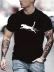 2024 T-shirt Summer New 100% Cotton Fashion Men's English Letter Print Pattern Casual Loose Street Fitness High Quality Top