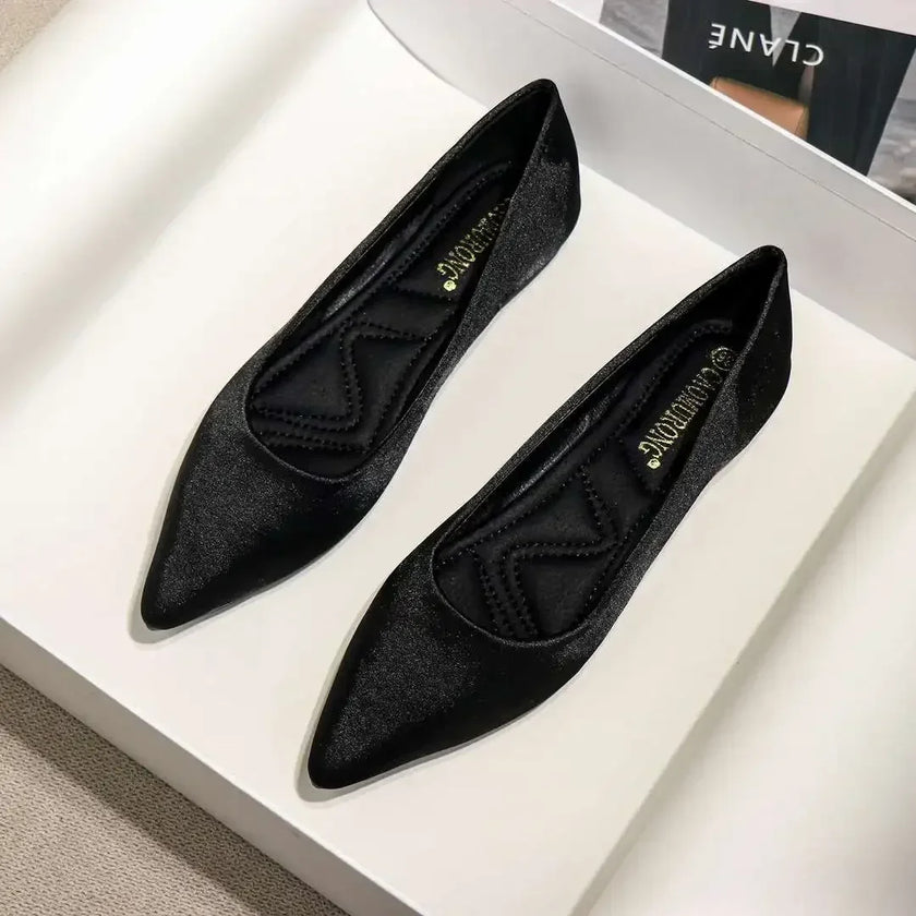 Ladies Footwear Low Heel Elegant Office Non Slip Women's Flat Shoes Casual Summer 2024 Comfortable Young Social 2025 New In