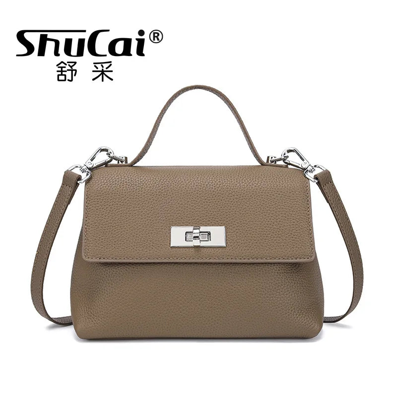 Ladies Cowhide Bags Shoulder Crossbody Bags Female  Genuine Leather Tote Vintage Commuter Women Small Square Bag Luxury Designer