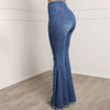 Women's casual jeans, fashionable studded Button flared y2k jeans