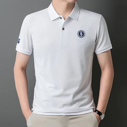 The 2025 new men's top POLO shirt is comfortable for work, meetings, casual outdoor, breathable, sweat-absorbent, simple and ele