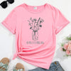 Women's T-shirt Flowers Pattern Print Round Neck Casual Streetwear Comfortable Breathable Female Clothing Top Tees Hot Sales
