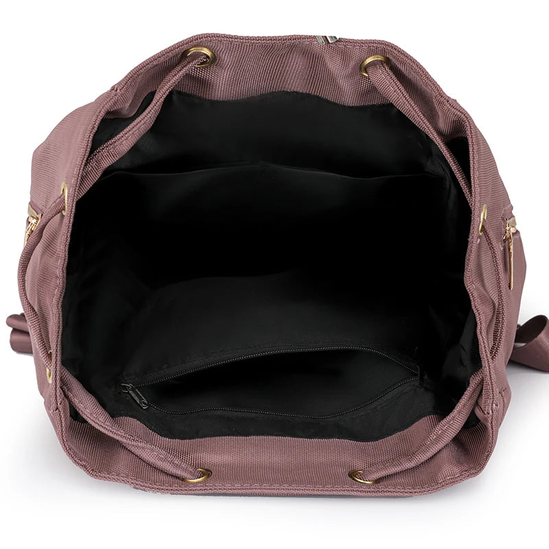 Ladies' Double-shoulder Bag Retro Top Zipper Travel Backpack Student Schoolbag Casual Simple Bag Solid Color. Suitable for ladie