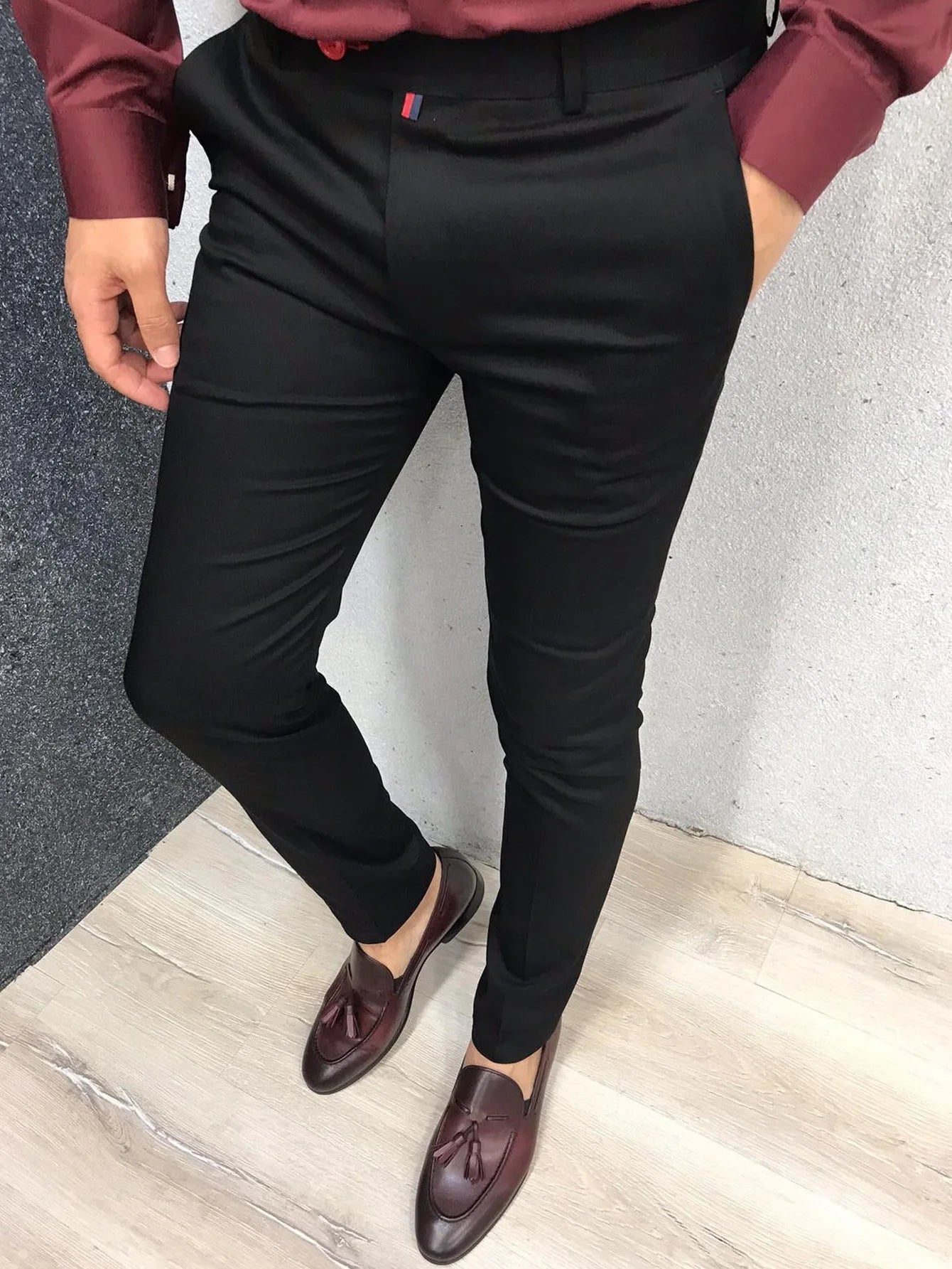 Men's Fashion Casual Pants Daily Business Formal Pants High waist Slim Europe and the United States Style Solid Color Four Seaso