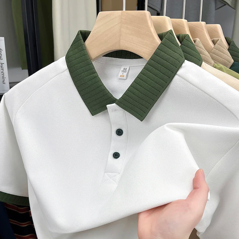 Men's Short Sleeved Luxury Quality Solid Color Polo Shirt Designer Summer Fashion Casual Breathable Lapel T-Shirt Top Men's Wear