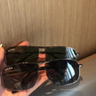2025 New Sunglasses For Men Crystal Glass For Driving Big Face UV400 Green Sunglasses Metal High-quality Double Beams