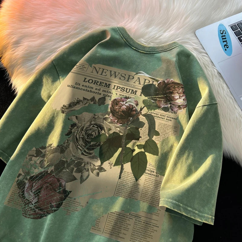 Men's T-Shirt High Quality Printed Male Clothing Fashion Casual Short Sleeved Loose Oversized Shirt Street Harajuku Tops Tees