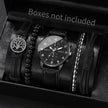 4/5PCS Fashion Men's Watches Man Business Quartz Wristwatch Vintage Leather Bracelets Set Reloj Hombre（Without Box）