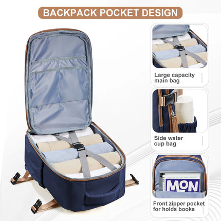 Men Travel Backpack  Airplane Bag Hand Luggage Multifunction Daybacks Carry-Ons Laptop Backpack Women Cabin Bags, Shool Backpack