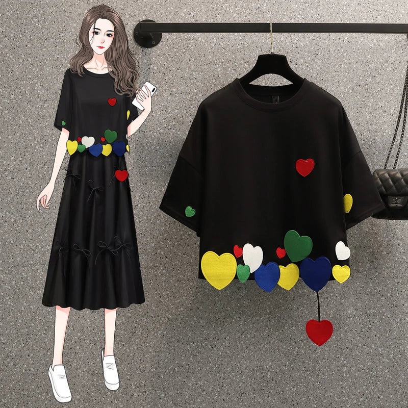 2025 New Women T-shirts Casual Harajuku Love Patchwork Tops Tee Summer Female T shirt Short Sleeve T shirt For Women Clothing