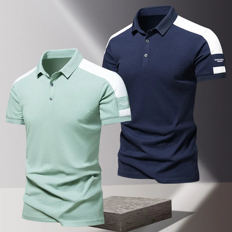 Men's POLO shirt, summer ice silk high-end business casual short sleeved T-shirt, solid color thin pure cotton lapel top