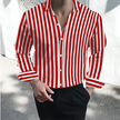 Men's formal shirt button lapel shirt black and white red long sleeve striped collar wedding work clothing large size 5XL