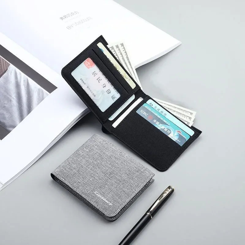 Canvas Men Wallet Black/Blue/Gray Card Holder Wallet Male Money Bag Id/Photo/Bank Holder Short Purse Credit Card Case Bag