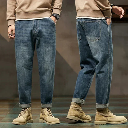 Men Jeans 2025 New Loose and Versatile Harem Pants Retro Simple Fashion Solid Color Comfortable Versatile Male Autumn Summer