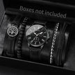 4/5PCS Fashion Men's Watches Man Business Quartz Wristwatch Vintage Leather Bracelets Set Reloj Hombre（Without Box）