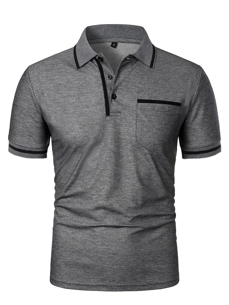 2025 Summer New Men's Polo Polo Shirt European Casual Short Sleeved T-shirt Sports Polo Shirt Button Pocket Design