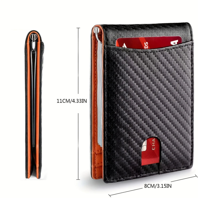 Slim Wallets for Men - Leather Money Clip Mens Wallet - RFID Blocking Front Pocket Bifold Wallet - Minimalist Credit Card Holder