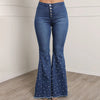 Women's casual jeans, fashionable studded Button flared y2k jeans