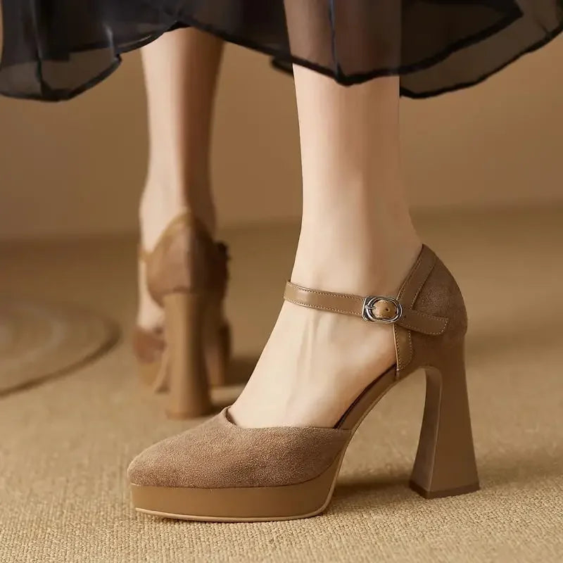 Women's Summer Footwear Stripper Shoes for Woman 2024 Sandals Evening Platform Pointed Toe Super High Heel Block Chunky Heels